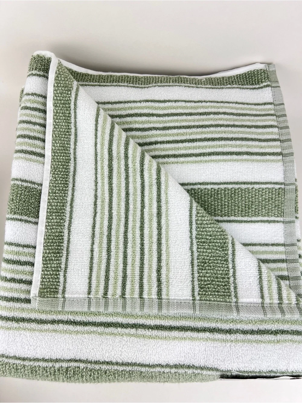 Tommy Bahama Bath Towels Riviera Sage Green White Striped Soft Cotton 8 Pc NEW